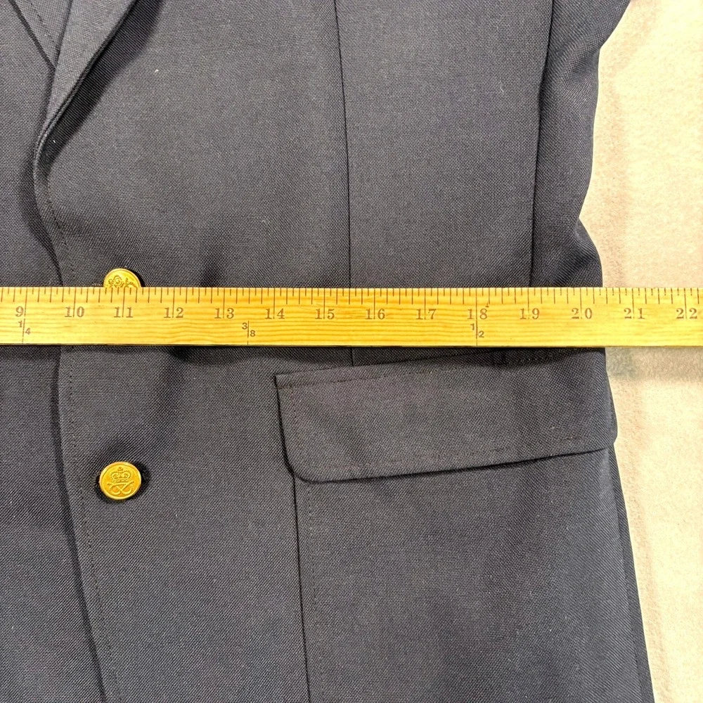 VTG Stafford Navy Blue Sport Coat Blazer Gold Crest Buttons 42R Ivy League